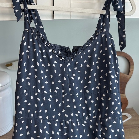 Y2K Abercrombie & Fitch Smocked Midi Dress Polka Dot Side Slit Deer Print XS - Picture 4 of 11